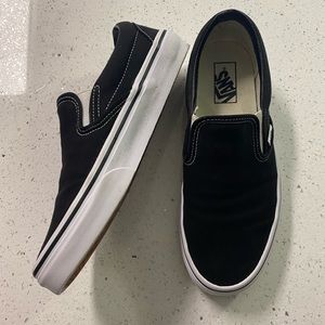 Black and white slip on vans